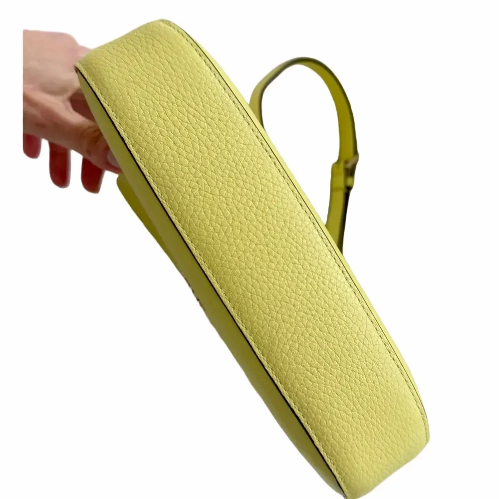 Kate Spade Leila Top Zip Crossbody Bag Frosty Lime Yellow Pebbled Leather Purse